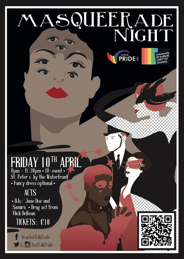 Masquerade Night poster - Suffolk Pride
